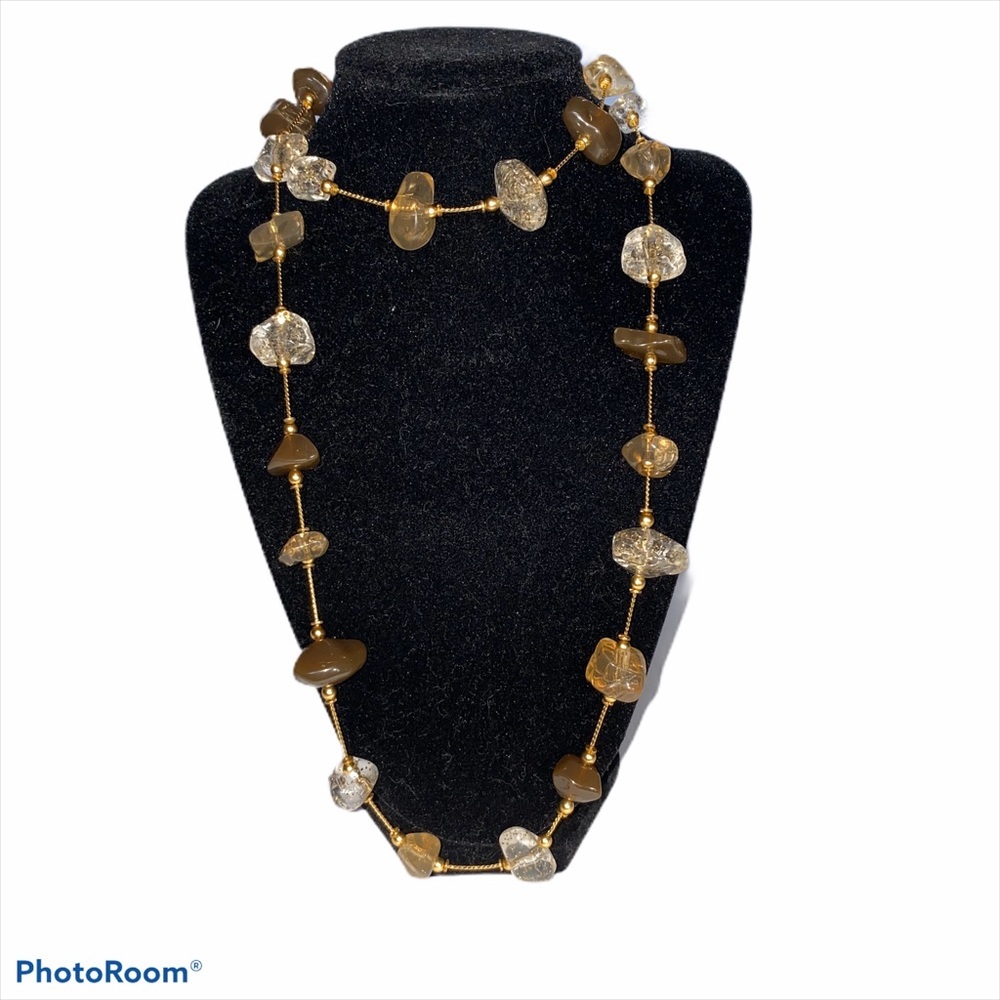 🌻 Talbots‎ Clear Brown Stone Necklace 17.5 hooked
